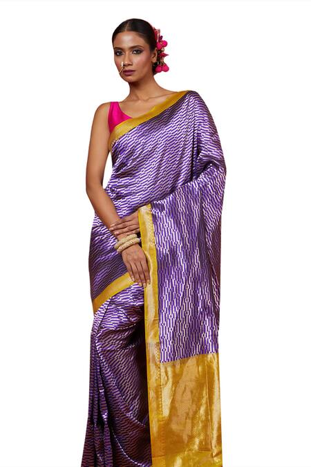Buy Vishwa By Pinki Sinha Purple Silk, Brocade Abstract Woven Saree With Running Blouse Buy_Vishwa By Pinki Sinha_Purple Silk, Brocade Abstract Woven Saree With Running Blouse