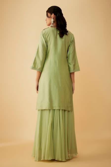 1999ad By Amita & Deepak Embroidered Chanderi Kurta Sharara Set 