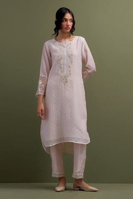 Anantaa by Roohi Resham Embroidered High Low Kurta With Pant 