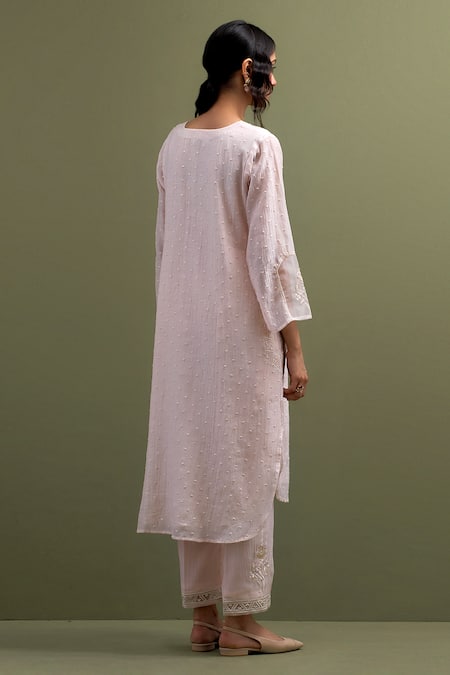 Anantaa By Roohi Resham Embroidered High Low Kurta Pant Set 