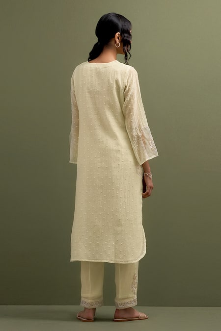 Anantaa By Roohi Floral Embroidered High Low Kurta Pant Set 