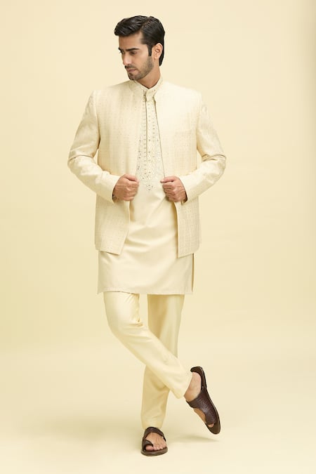 Aryavir Malhotra Embroidered Nehru Jacket With Kurta 