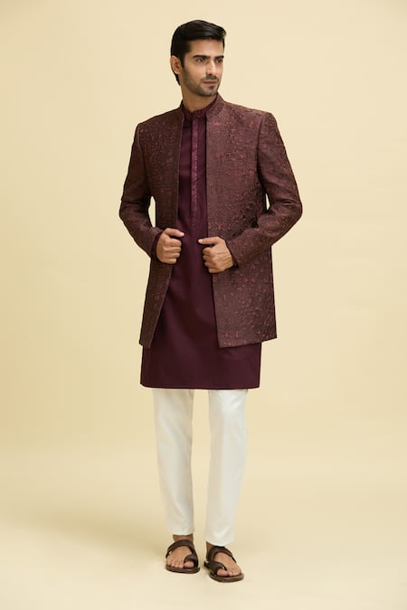 Aryavir Malhotra Thread Embroidered Nehru Jacket With Kurta 