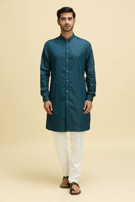 Arihant Rai Sinha Blue Silk, Viscose Embroidery Geometric Nehru Jacket And Kurta Set at Aza Fashions Arihant Rai Sinha_Blue Silk, Viscose Embroidery Geometric Nehru Jacket And Kurta Set_at_Aza_Fashions
