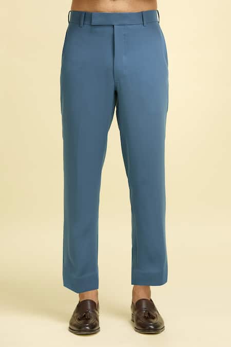 Buy_Arihant Rai Sinha_Blue Silk, Viscose Asymmetric Suit Set