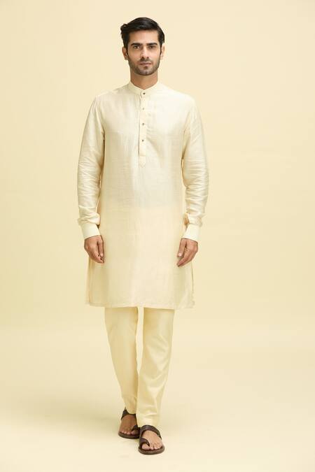 Arihant Rai Sinha_Beige Silk, Viscose Sequins, Embroidery Geometric Thread Nehru Jacket Set_Online_at_Aza_Fashions