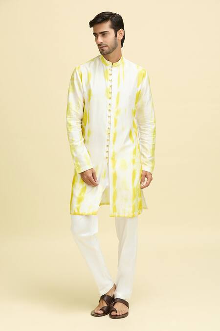 Buy_Arihant Rai Sinha_Beige Silk, Viscose Tie-dye Patten Kurta And Pant Set_Online_at_Aza_Fashions