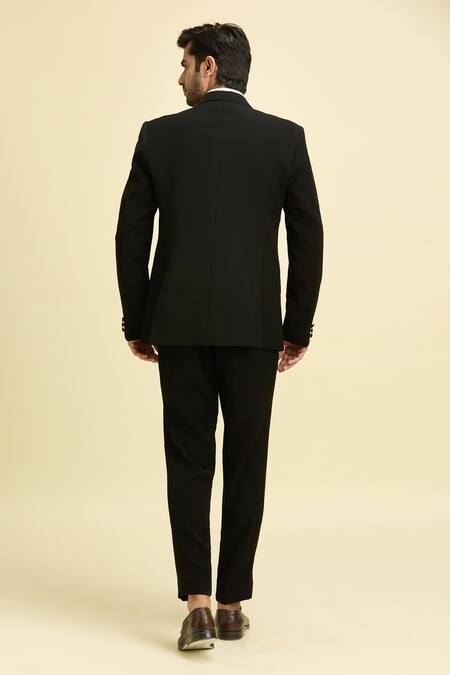 Shop Arihant Rai Sinha Black Silk, Viscose Beads Quad Embellished Blazer With Shirt at Aza Fashions Shop_Arihant Rai Sinha_Black Silk, Viscose Beads Quad Embellished Blazer With Shirt_at_Aza_Fashions