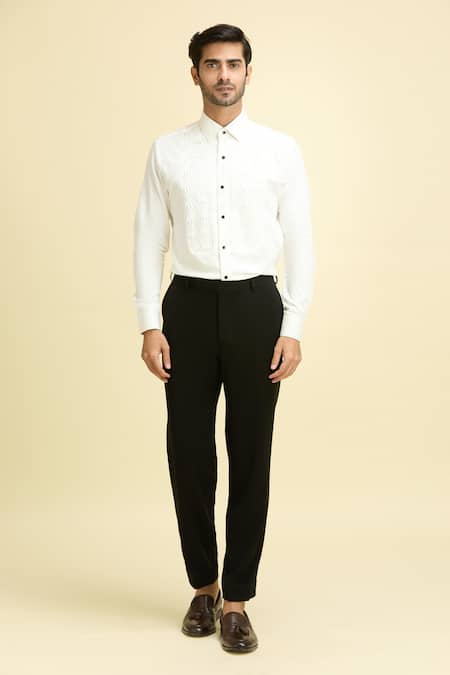 Arihant Rai Sinha Black Silk, Viscose Beads Quad Embellished Blazer With Shirt Online at Aza Fashions Arihant Rai Sinha_Black Silk, Viscose Beads Quad Embellished Blazer With Shirt_Online_at_Aza_Fashions