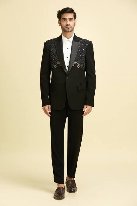 Buy Arihant Rai Sinha Black Silk, Viscose Beads Quad Embellished Blazer With Shirt Online at Aza Fashions Buy_Arihant Rai Sinha_Black Silk, Viscose Beads Quad Embellished Blazer With Shirt_Online_at_Aza_Fashions
