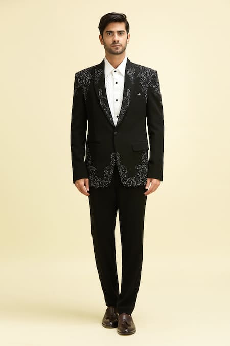 Buy Arihant Rai Sinha Black Silk, Viscose Sequins, Beads Astron Embroidered Blazer With Shirt Online at Aza Fashions Buy_Arihant Rai Sinha_Black Silk, Viscose Sequins, Beads Astron Embroidered Blazer With Shirt_Online_at_Aza_Fashions