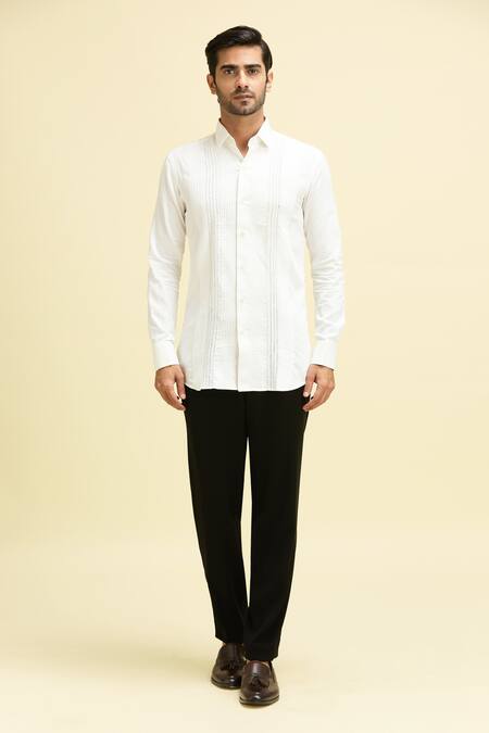 Buy_Arihant Rai Sinha_Black Silk, Viscose Sequins Wave Embroidered Blazer Set_Online_at_Aza_Fashions