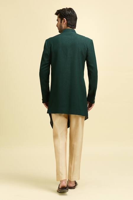 Shop Arihant Rai Sinha Green Silk, Viscose Embroidery Bloom Vine Bandhgala With Pant at Aza Fashions Shop_Arihant Rai Sinha_Green Silk, Viscose Embroidery Bloom Vine Bandhgala With Pant_at_Aza_Fashions