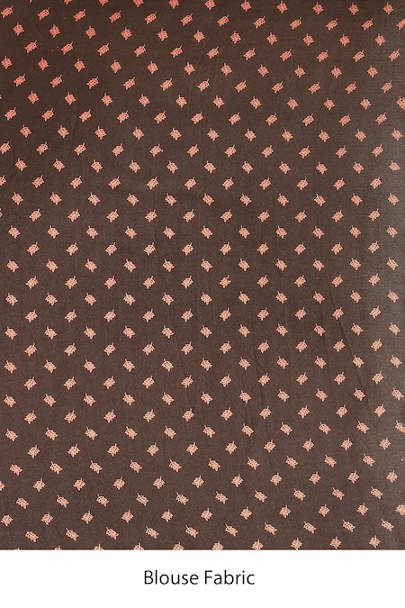 Samyukta Singhania_Brown Chiffon, Jacquard Floral Buta Print Saree With Running Blouse Piece_Online_at_Aza_Fashions