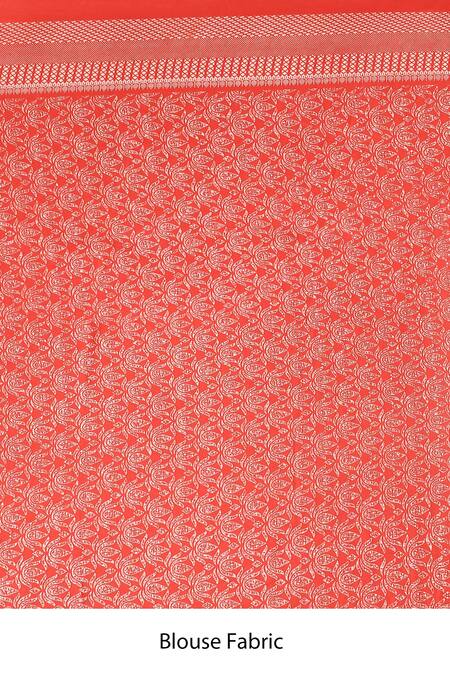 Naintara Bajaj_Orange Chiffon, Jacquard Leaf Print Saree With Running Blouse Piece_Online_at_Aza_Fashions