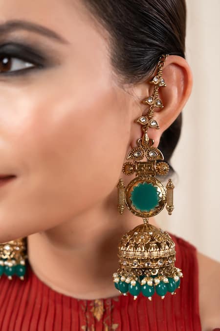Anana Parmindar Kundan & Polki Embellished Jhumkas 