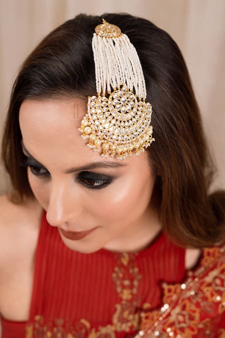 Anana White Kundan Anisha Noor And Pearl Embellished Passa 