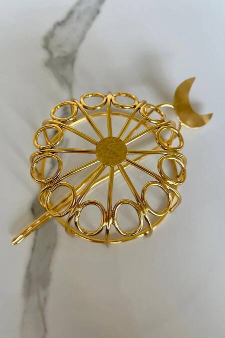 Shop_Anana_Gold Plated Pearls Banjara Celeste Tribe Hair Bun Cage And Stick_Online_at_Aza_Fashions
