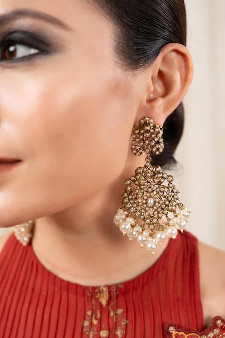 Anana Barkha Pearl Damask Embellished Earrings 