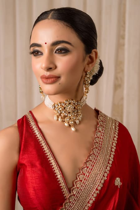 Anana Chandani Panna Kundan Embellished Choker Set 