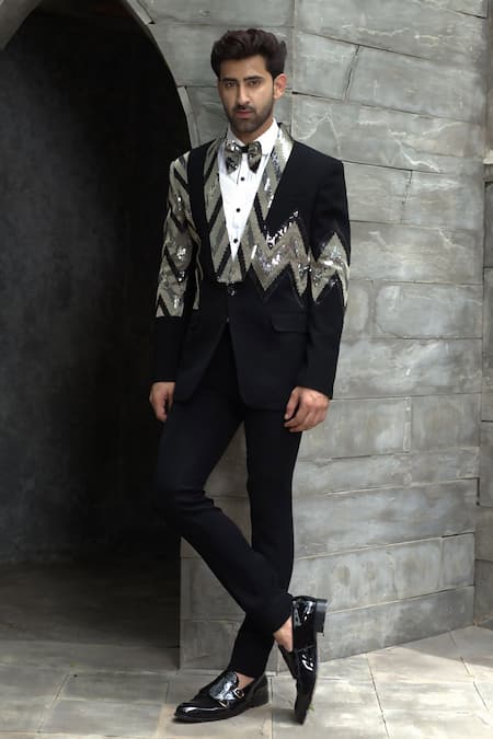 Courtyard by abhi Gradient Sequin Embellished Tuxedo Trouser Set 