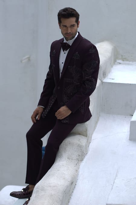 Courtyard By Abhi Mystic Bead Embellished Tuxedo Trouser Set 