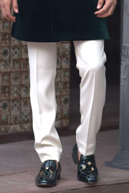 Courtyard By Abhi Green Velvet, Cotton Embroidery Cosmo Bloom Sherwani With Trouser Online at Aza Fashions Courtyard By Abhi_Green Velvet, Cotton Embroidery Cosmo Bloom Sherwani With Trouser _Online_at_Aza_Fashions