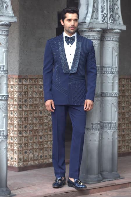 Courtyard By Abhi Shimmery Bloom Embroidered Blazer Set 