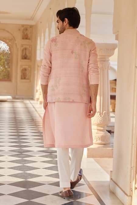 Osaa By Adarsh Embroidered Tea Rose Nehru Jacket Set 