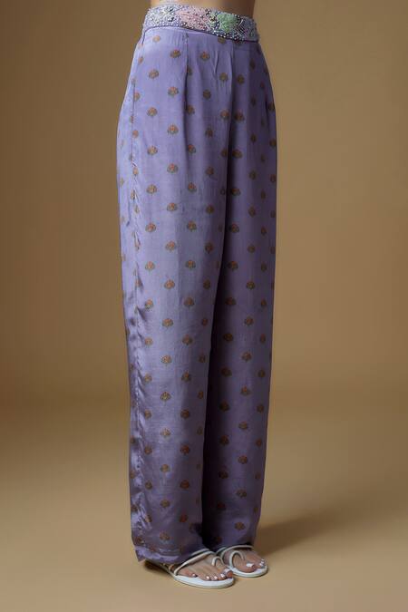 Vana Ethnics Purple Viscose Sequins, Embroidery Collared Printed Shirt With Pant Online at Aza Fashions Vana Ethnics_Purple Viscose Sequins, Embroidery Collared Printed Shirt With Pant _Online_at_Aza_Fashions