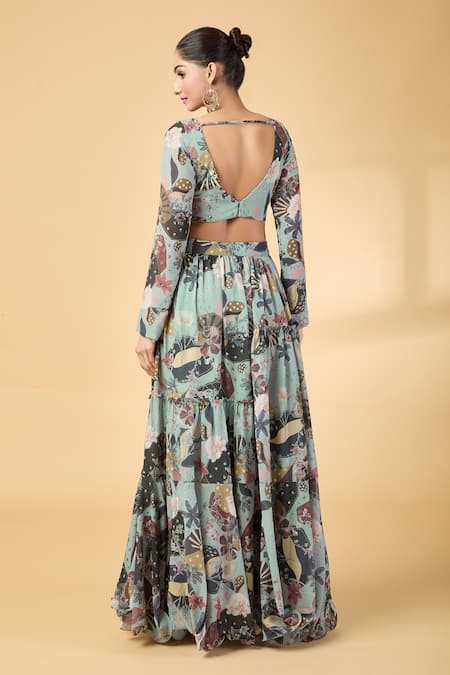 Vana Ethnics Printed Lehenga Blouse Set 