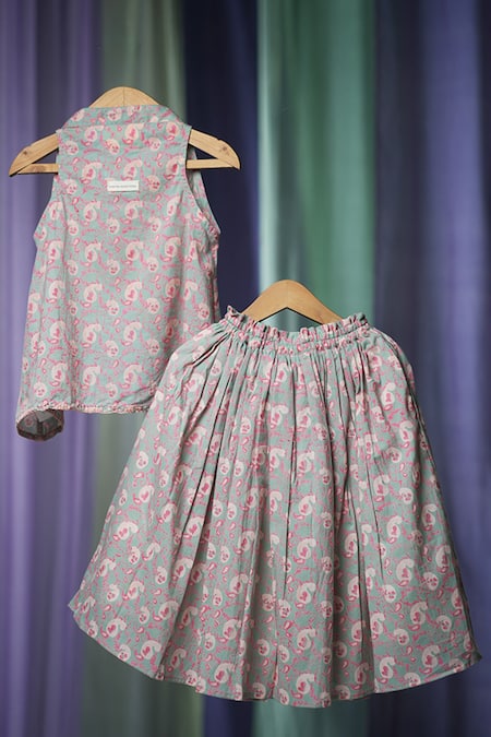 Love The World Today Paisley Heart Block Print Lehenga With Blouse 