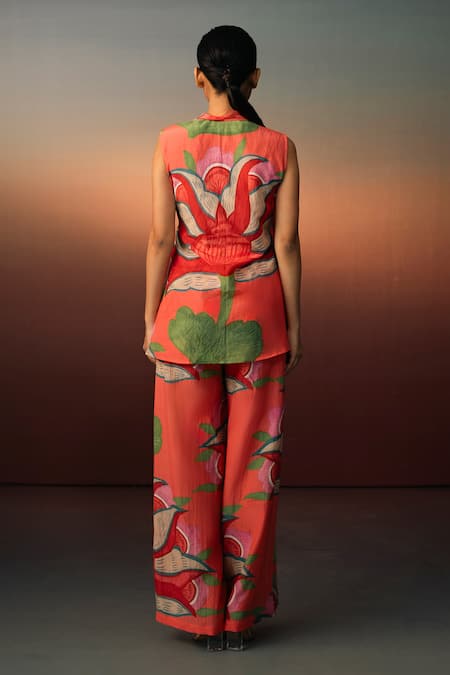 Karishma Kajaria Floral Print Waistcoat Top With Trouser 