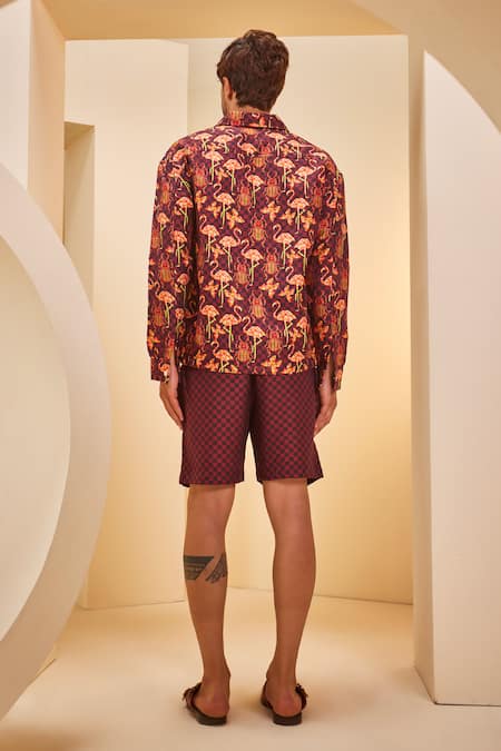 The Royaleum Flamingo Print Shirt With Shorts 