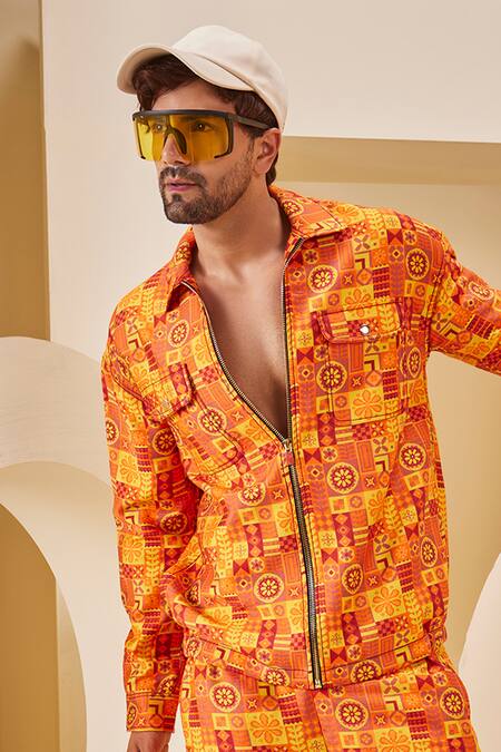Buy_The Royaleum_Multi Color Linen, Satin Embroidery Floral Geometric Print Shirt With Shorts _Online_at_Aza_Fashions