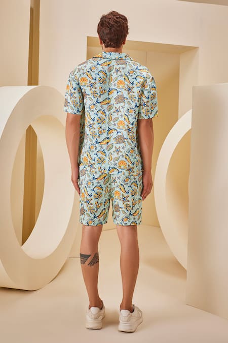 The Royaleum Aquatic Print Shirt With Shorts 