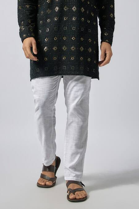 Spring Break Black Silk, Cotton Embroidery Lucknowi Kurta With Pant Online at Aza Fashions Spring Break_Black Silk, Cotton Embroidery Lucknowi Kurta With Pant _Online_at_Aza_Fashions