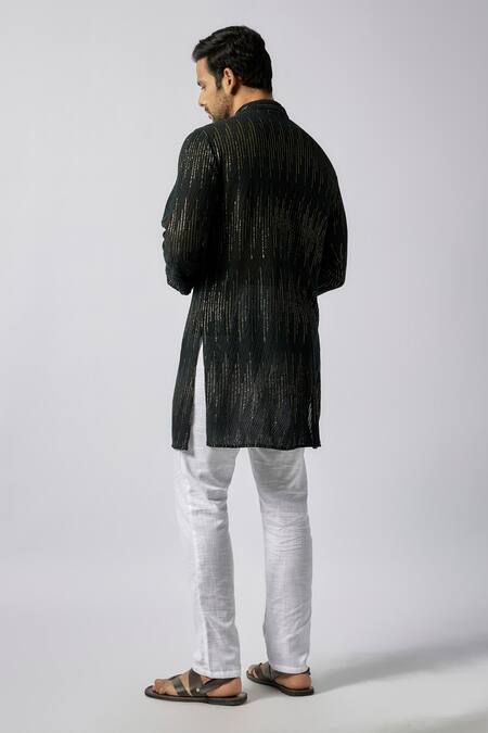 Shop Spring Break Black Viscose, Cotton Sequins Embroidered Kurta With Pant at Aza Fashions Shop_Spring Break_Black Viscose, Cotton Sequins Embroidered Kurta With Pant_at_Aza_Fashions