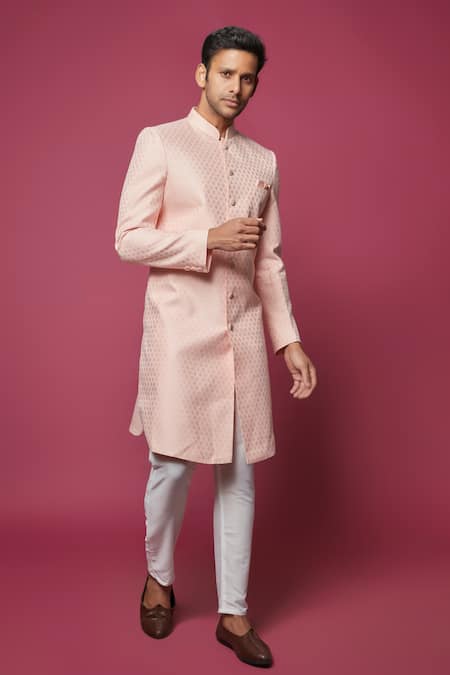 Spring Break Floral Jacquard Sherwani With Pant 