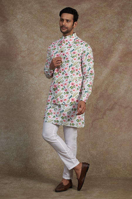 Spring Break Flamingo Print Bundi & Kurta Set 