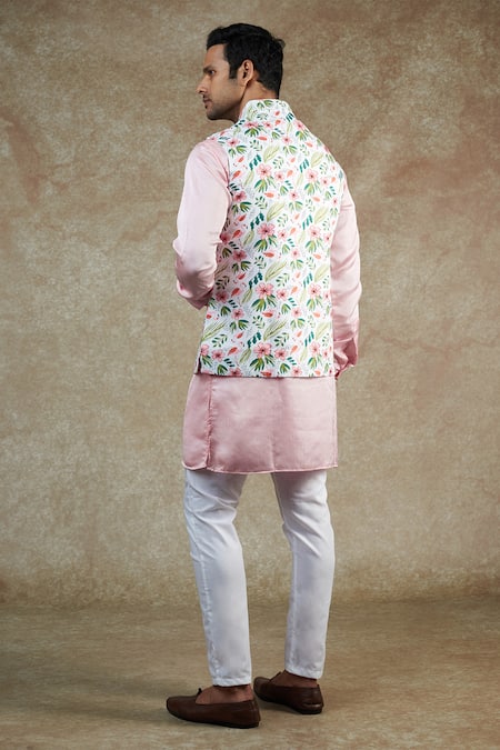Spring Break Floral Print Bundi & Kurta Set 