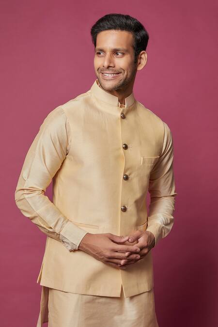 Buy Spring Break Beige Cotton, Silk Bundi And Kurta Set Online at Aza Fashions Buy_Spring Break_Beige Cotton, Silk Bundi And Kurta Set _Online_at_Aza_Fashions