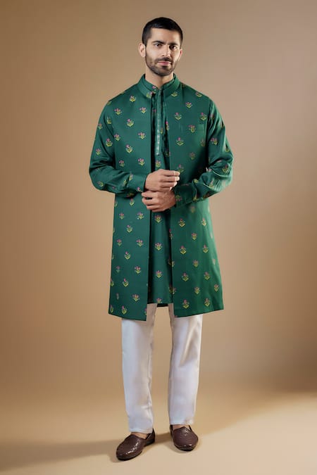 Spring Break Floral Print Open Jacket & Kurta Set 