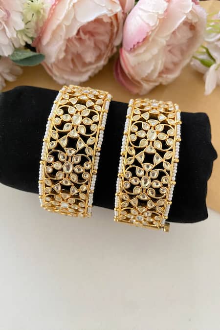 Namasya Jaal Kundan Embellished Bangles - Set of 2 