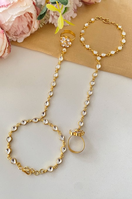 Namasya Single Lined Kundan Hathphool - Set of 2 