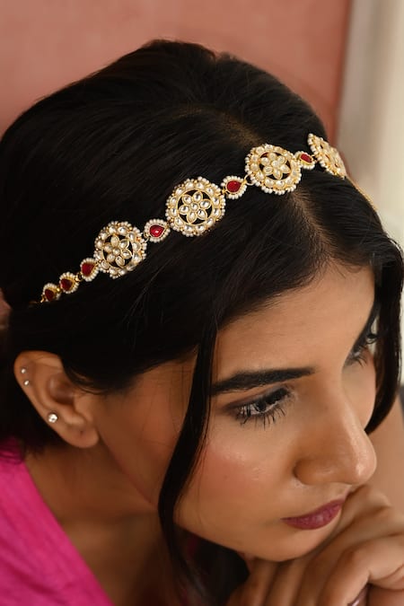 Namasya Floral Kundan Embellished Sheeshphool 