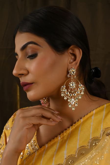 Namasya Kundan Drop Chandbali Earrings 