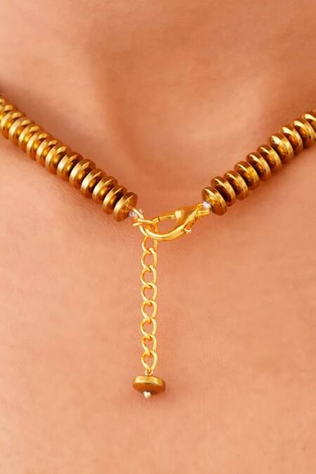 Buy_Kastiya Jewels_Gold Plated Hematite Doughnut Choker Necklace_Online_at_Aza_Fashions