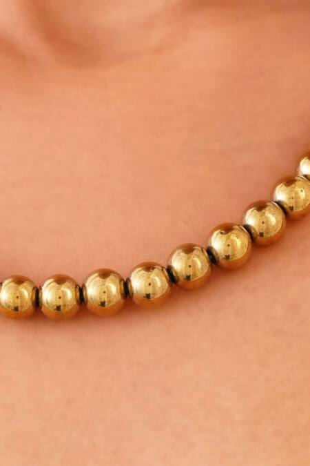 Kastiya Jewels_Gold Plated Semi Precious Stone Choker Necklace_Online_at_Aza_Fashions