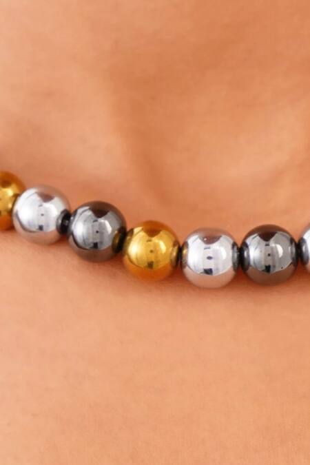 Kastiya Jewels_Multi Color Natural Hematite Stone Embellished Necklace_Online_at_Aza_Fashions